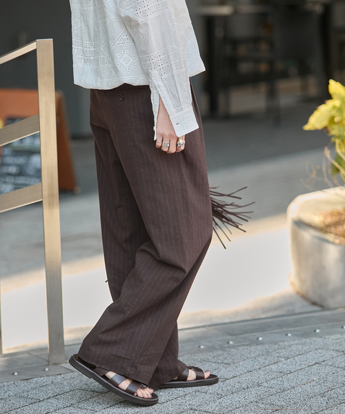 JOURNAL STANDARD（ジャーナルスタンダード）の「《追加》ウォッシャブルコットンリネンIVISストレートパンツ（その他パンツ・レディース・ブラック/チョコ/オートミール/ダークブルー・36/38/40）」の7枚目の写真