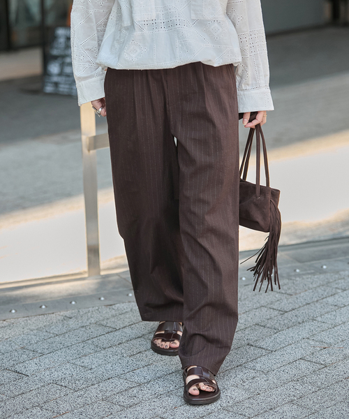 JOURNAL STANDARD（ジャーナルスタンダード）の「《追加》ウォッシャブルコットンリネンIVISストレートパンツ（その他パンツ・レディース・ブラック/チョコ/オートミール/ダークブルー・36/38/40）」の8枚目の写真