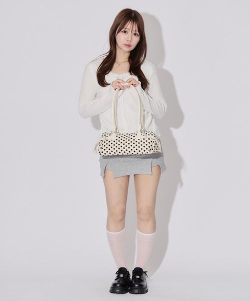 ALLuRing ChaRm(アリュリングチャーム)の「Layered Ribbon Rib Cardigan / レイヤードリボンリブカーディガン(カーディガン/ボレロ・レディース・グレー/ブラック/ホワイト・FREE)」の18枚目の写真