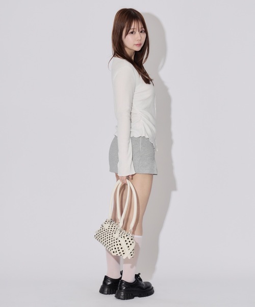 ALLuRing ChaRm(アリュリングチャーム)の「Layered Ribbon Rib Cardigan / レイヤードリボンリブカーディガン(カーディガン/ボレロ・レディース・グレー/ブラック/ホワイト・FREE)」の20枚目の写真