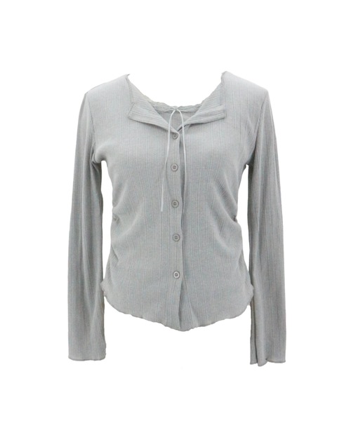 ALLuRing ChaRm(アリュリングチャーム)の「Layered Ribbon Rib Cardigan / レイヤードリボンリブカーディガン(カーディガン/ボレロ・レディース・グレー/ブラック/ホワイト・FREE)」の22枚目の写真