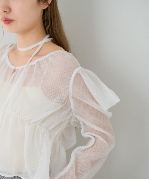 Kastane(カスタネ)の「【S.Lサイズ/前後2WAY】チョーカー付きパワショルブラウス(シャツ/ブラウス・レディース・ホワイト/ネイビー/アイボリー・SMALL/MEDIUM/LARGE)」の15枚目の写真