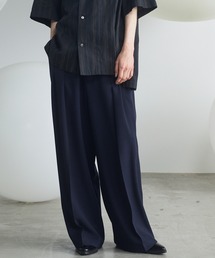 UNISEX》Crispy Cross Calze Two-tuck Prime-Wide Slacks/クリスピー