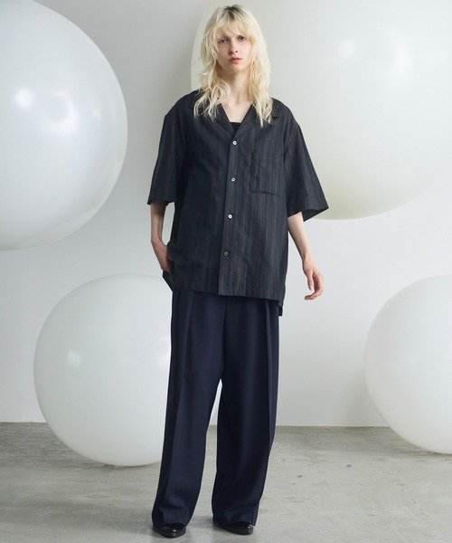 UNISEX》Slab Rayon Two-tuck Prime-Wide Slacks/スラブレーヨン