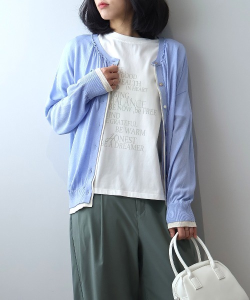 leswel(レスウェル)の「【M~5L】【接触冷感】シルケット天竺ロゴプリントTシャツ(Tシャツ/カットソー・レディース・カーキ/チャコールグレー/オフホワイト・5L/4L/3L/LL/L/M)」の9枚目の写真