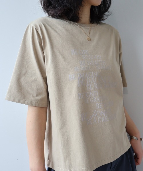 leswel(レスウェル)の「【M~5L】【接触冷感】シルケット天竺ロゴプリントTシャツ(Tシャツ/カットソー・レディース・カーキ/チャコールグレー/オフホワイト・5L/4L/3L/LL/L/M)」の15枚目の写真