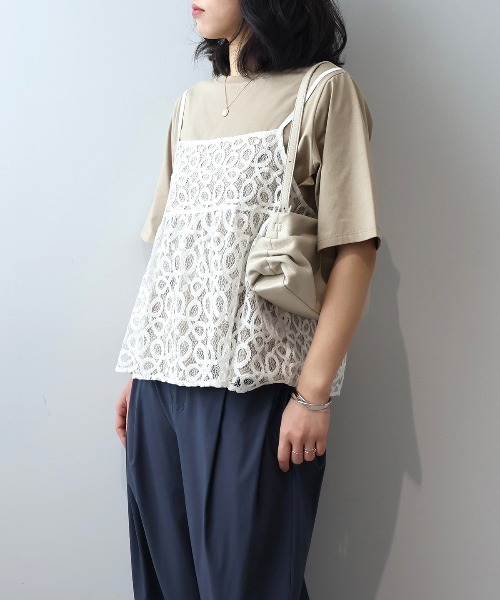 leswel(レスウェル)の「【M~5L】【接触冷感】シルケット天竺ロゴプリントTシャツ(Tシャツ/カットソー・レディース・カーキ/チャコールグレー/オフホワイト・5L/4L/3L/LL/L/M)」の17枚目の写真