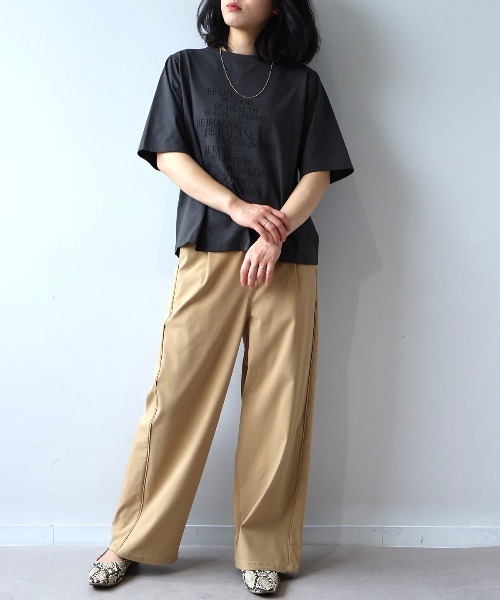 leswel(レスウェル)の「【M~5L】【接触冷感】シルケット天竺ロゴプリントTシャツ(Tシャツ/カットソー・レディース・カーキ/チャコールグレー/オフホワイト・5L/4L/3L/LL/L/M)」の18枚目の写真