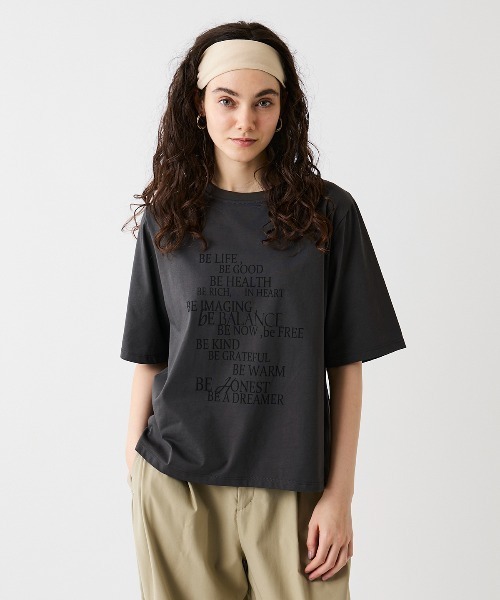leswel(レスウェル)の「【M~5L】【接触冷感】シルケット天竺ロゴプリントTシャツ(Tシャツ/カットソー・レディース・カーキ/チャコールグレー/オフホワイト・5L/4L/3L/LL/L/M)」の22枚目の写真