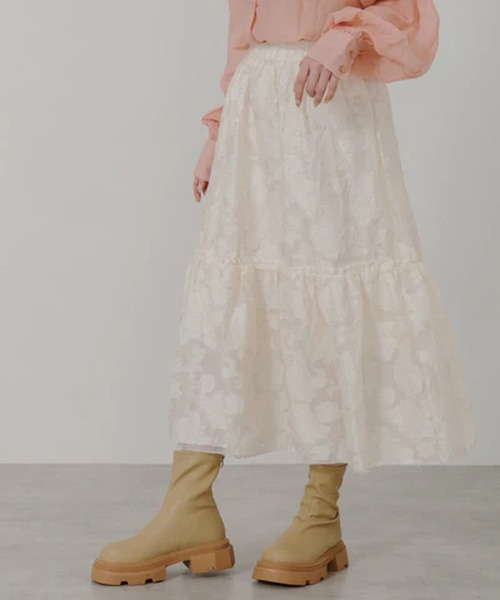 merrylatte(メリーラテ)の「ティアードフレアスカート【IROHANI】(スカート・レディース・ブラック/カーキ/アイボリー・FREE)」の7枚目の写真