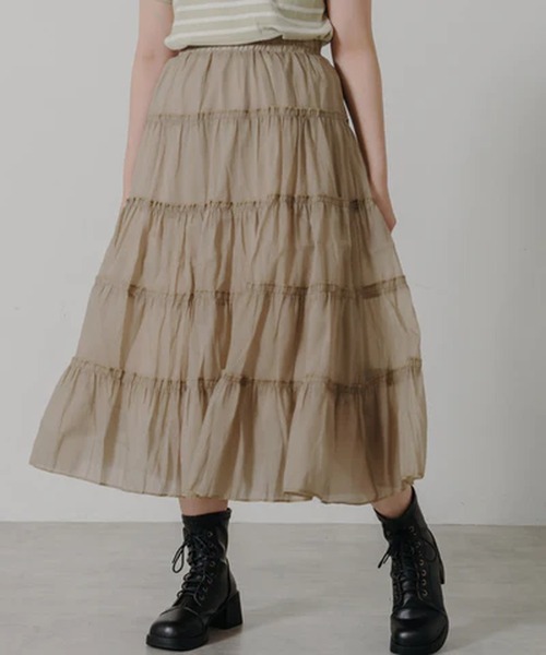 merrylatte(メリーラテ)の「ティアードフレアスカート【IROHANI】(スカート・レディース・ブラック/カーキ/アイボリー・FREE)」の9枚目の写真