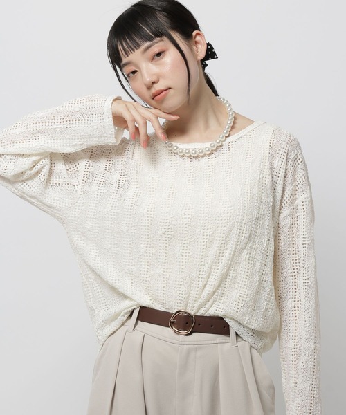 niko and...(ニコアンド)の「レースジャガードラウンドプルオーバー(Tシャツ/カットソー・レディース・レッド/オフホワイト/ブラック・LARGE/MEDIUM)」の17枚目の写真