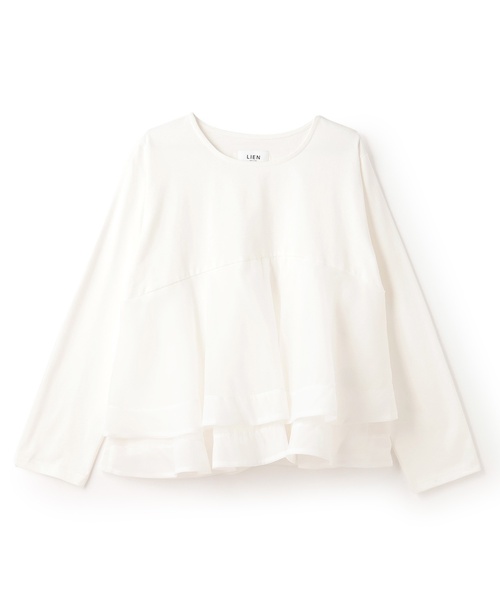 petit main LIEN（プティマインリアン）の「オーガンジードッキング長袖Tシャツ（Tシャツ/カットソー・レディース・ブラック/オフホワイト/マルチ・F）」の11枚目の写真