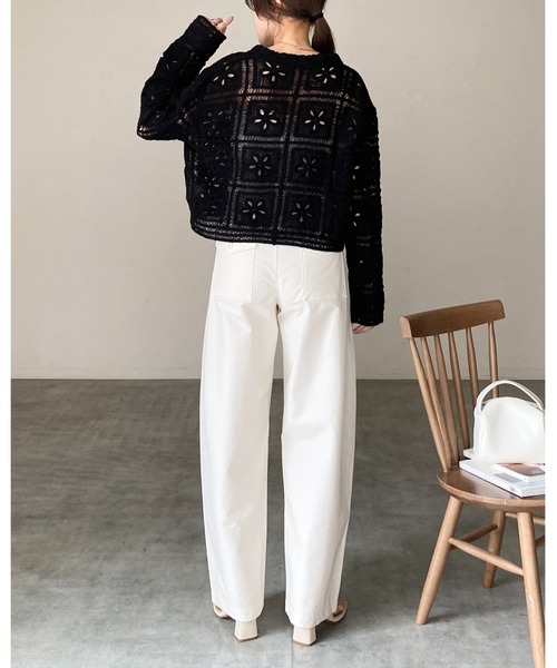She's Closet（シーズクローゼット）の「長袖 ショート丈 かぎ針編み