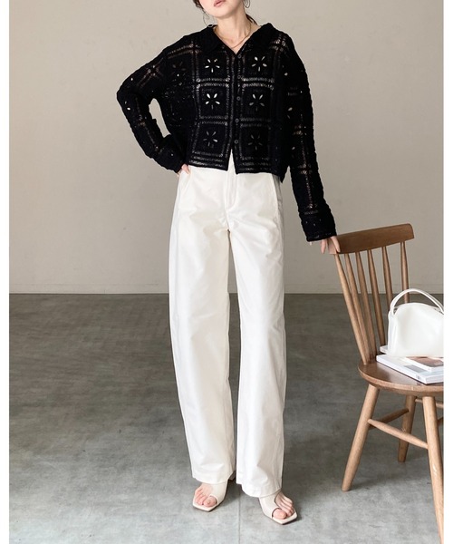 She's Closet（シーズクローゼット）の「長袖 ショート丈 かぎ針編み