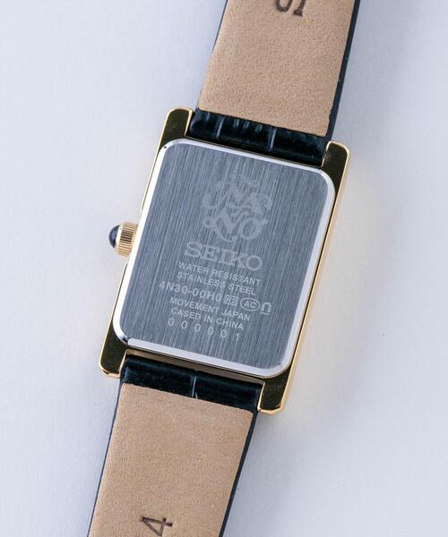 セイコー スクエア型 アナログ時計 SEIKO/セイコー コラボレーション スクエア ゴールド×ブラック