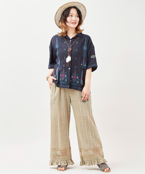 チャイハネ（チャイハネ）の「【チャイハネ】南インド綿ナナミィフリルパンツ（その他パンツ・レディース・ベージュ/ブラウン/ネイビー・FREE）」の5枚目の写真