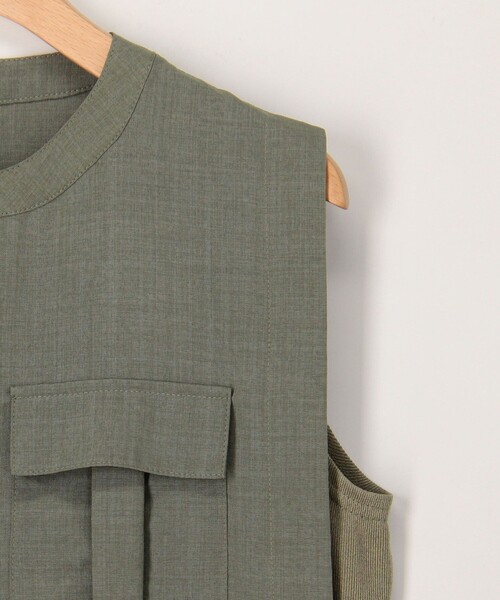 MICO COULIER（ミコクリエ）の「麻調×リブ切替ワンピース（ワンピース・レディース・オリーブ/グレー/ブラック・38）」の13枚目の写真