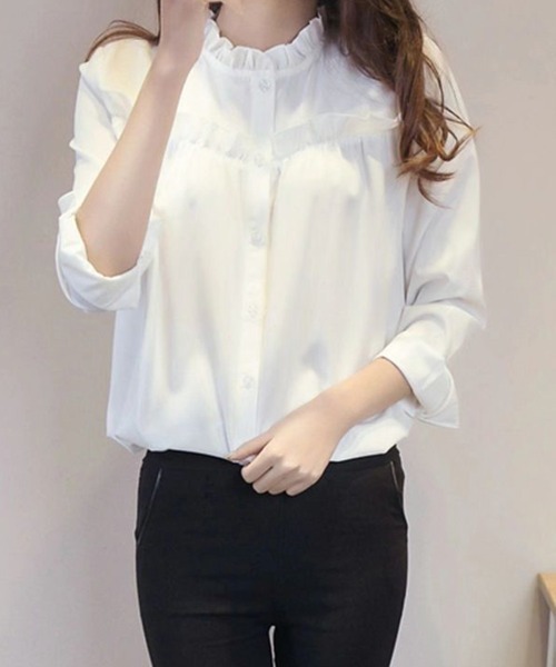 SallyLunn(サリーラン)の「フリルヨークギャザーブラウス(シャツ/ブラウス・レディース・ホワイト・SMALL/MEDIUM/LARGE)」の7枚目の写真