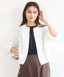 MK MICHEL KLEIN（エムケーミッシェルクラン）の「花柄ラッセルレースジップアップブルゾン/洗える（ブルゾン）」