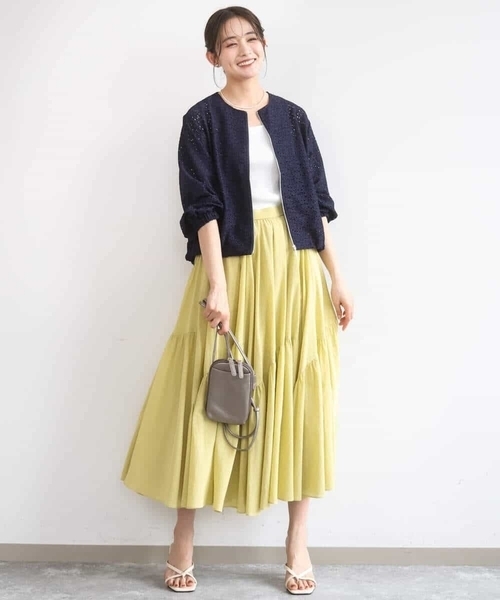 MK MICHEL KLEIN（エムケーミッシェルクラン）の「[洗える]花柄ラッセルレースジップアップブルゾン（ブルゾン・レディース・ホワイト/ネイビー・38）」の9枚目の写真