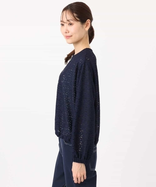 MK MICHEL KLEIN（エムケーミッシェルクラン）の「[洗える]花柄ラッセルレースジップアップブルゾン（ブルゾン・レディース・ホワイト/ネイビー・38）」の12枚目の写真
