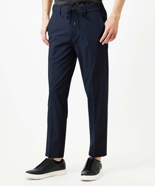 MICHEL KLEIN HOMME (ミッシェルクランオム)の「ストライプ2WAY9分丈スラックスパンツ(スラックス・メンズ・ネイビー/グレー・MEDIUM/X-LARGE/LARGE)」の2枚目の写真