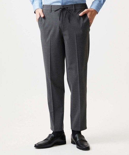 MICHEL KLEIN HOMME (ミッシェルクランオム)の「ストライプ2WAY9分丈スラックスパンツ(スラックス・メンズ・ネイビー/グレー・MEDIUM/X-LARGE/LARGE)」の1枚目の写真