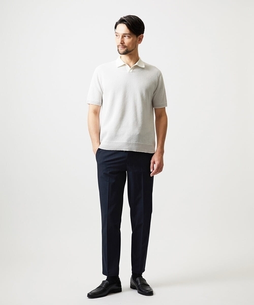 MICHEL KLEIN HOMME (ミッシェルクランオム)の「ストライプ2WAY9分丈スラックスパンツ(スラックス・メンズ・ネイビー/グレー・MEDIUM/X-LARGE/LARGE)」の4枚目の写真