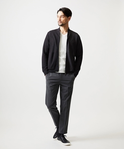 MICHEL KLEIN HOMME (ミッシェルクランオム)の「ストライプ2WAY9分丈スラックスパンツ(スラックス・メンズ・ネイビー/グレー・MEDIUM/X-LARGE/LARGE)」の9枚目の写真