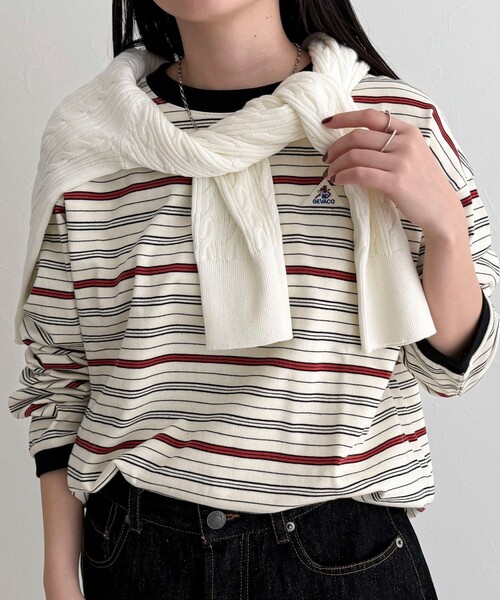 fredy emue（フレディエミュ）の「【GEVACO/ゲバコ】ボーダー天竺ベーシックロングスリーブTシャツ（Tシャツ/カットソー・レディース・ホワイト系その他/ベージュ系その他/ブルー系その他・38）」の20枚目の写真