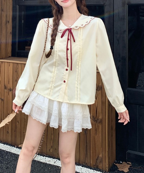 2ly2(トゥーリートゥー)の「リボン刺繍 セーラーカラーブラウス(シャツ/ブラウス・レディース・アイボリー・FREE)」の5枚目の写真