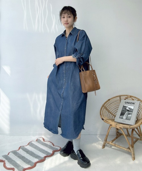 AS KNOW AS plus(アズノゥアズプラス)の「〇後レースアップリボン前開きシャツワンピース(ワンピース・レディース・ブラック系/グリーン系/ブルー系/ブルー系その他・FREE)」の15枚目の写真