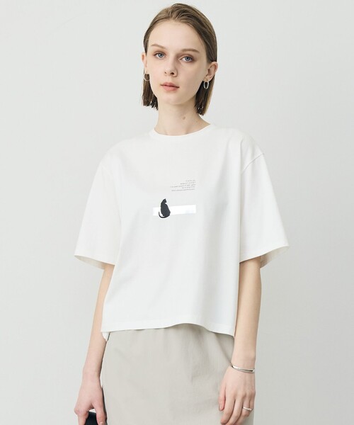 ICB(アイシービー)の「ロゴTEE(猫モチーフ)(Tシャツ/カットソー・レディース・アイボリー系/ブラック系・MEDIUM/X-SMALL/SMALL)」の2枚目の写真