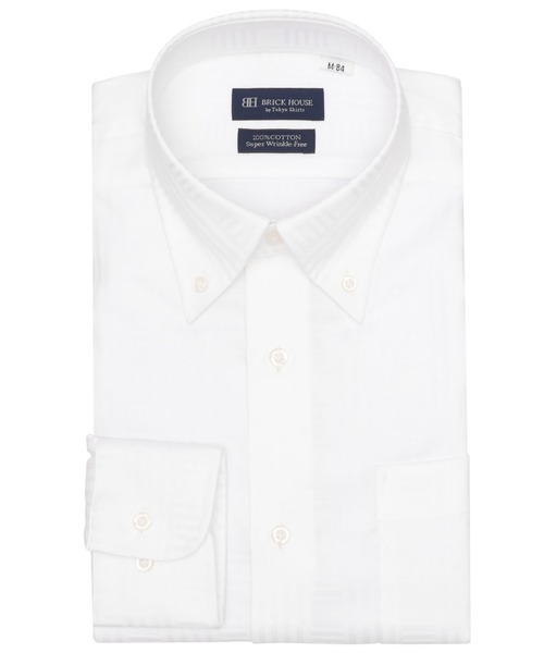 TOKYO SHIRTS(トウキョウシャツ)の「【超形態安定】 形態安定ノンアイロン ボタンダウン 長袖ビジネスワイシャツ(ビジネスシャツ・メンズ・ホワイト・首回り39cm-裄丈84cm/首回り41cm-裄丈82cm/首回り43cm-裄丈86cm/首回り37cm-裄丈80cm/首回り37cm-裄丈84cm/首回り39cm-裄丈80cm/首回り41cm-裄丈86cm/首回り42cm-裄丈82cm/首回り42cm-裄丈86cm/首回り43cm-裄丈82cm)」の1枚目の写真