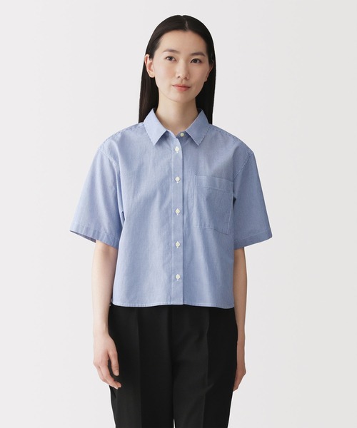 無印良品(ムジルシリョウヒン)の「婦人 涼感 半袖シャツ(シャツ/ブラウス・レディース・ライトブルー/グレー系/ブルー系/ホワイト・S/M/L/XL)」の4枚目の写真