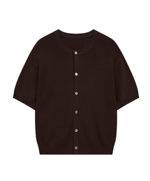 HYOJI（ヒョージ）の「SS ウォッシャブルルーズフィットクロップラウンドハチニット半袖カーディガン（8カラー）（カーディガン/ボレロ）」