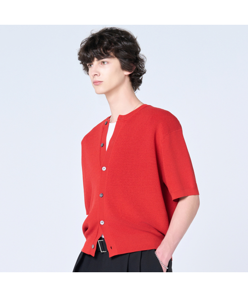 HYOJI(ヒョージ)の「SS ウォッシャブルルーズフィットクロップラウンドハチニットカーディガン(カーディガン/ボレロ・メンズ・ライトグレー/ブラウン/グリーン/レッド/クリーム/コバルトブルー/ネイビー/ブラック/ダークブラウン/ダークグレー/レンガ・LARGE/MEDIUM/X-LARGE/SMALL)」の10枚目の写真