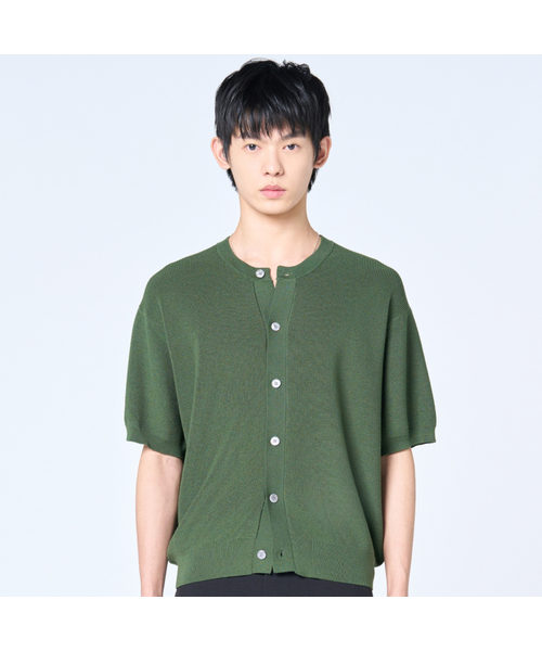 HYOJI(ヒョージ)の「SS ウォッシャブルルーズフィットクロップラウンドハチニットカーディガン(カーディガン/ボレロ・メンズ・ライトグレー/ブラウン/グリーン/レッド/クリーム/コバルトブルー/ネイビー/ブラック/ダークブラウン/ダークグレー/レンガ・LARGE/MEDIUM/X-LARGE/SMALL)」の8枚目の写真