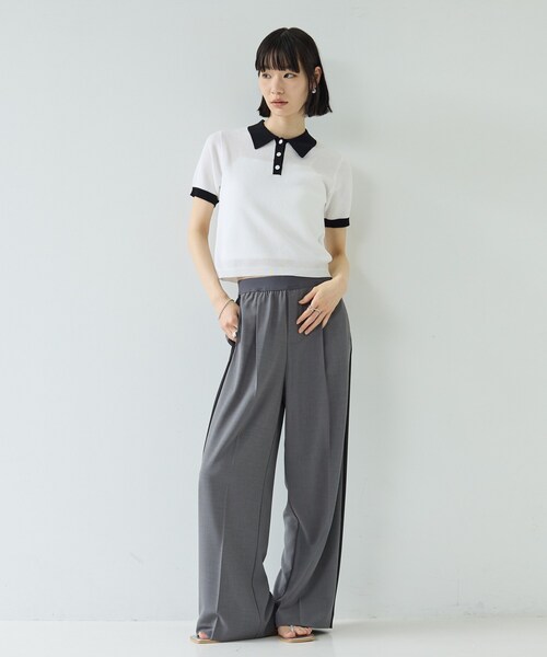 GALLEST（ギャレスト）の「ジャカードポロニット（ニット/セーター・レディース・サックスブルー系2/ホワイト系7/レッド系4/ブラック系4・38）」の22枚目の写真