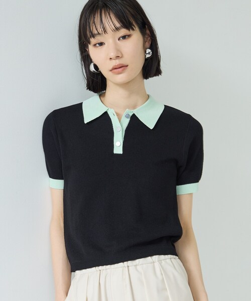 GALLEST（ギャレスト）の「ジャカードポロニット（ニット/セーター・レディース・サックスブルー系2/ホワイト系7/レッド系4/ブラック系4・38）」の18枚目の写真