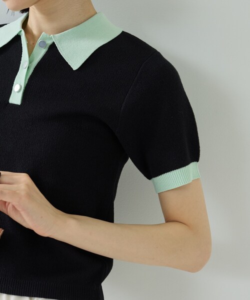 GALLEST（ギャレスト）の「ジャカードポロニット（ニット/セーター・レディース・サックスブルー系2/ホワイト系7/レッド系4/ブラック系4・38）」の21枚目の写真