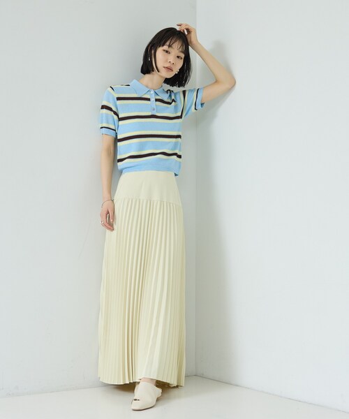 GALLEST（ギャレスト）の「ジャカードポロニット（ニット/セーター・レディース・サックスブルー系2/ホワイト系7/レッド系4/ブラック系4・38）」の11枚目の写真