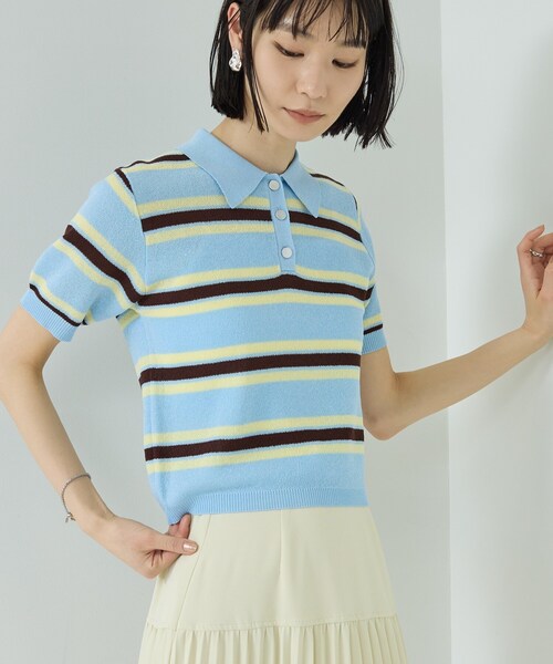 GALLEST（ギャレスト）の「ジャカードポロニット（ニット/セーター・レディース・サックスブルー系2/ホワイト系7/レッド系4/ブラック系4・38）」の13枚目の写真