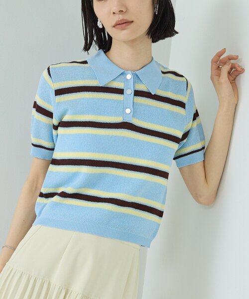 GALLEST（ギャレスト）の「ジャカードポロニット（ニット/セーター・レディース・サックスブルー系2/ホワイト系7/レッド系4/ブラック系4・38）」の14枚目の写真