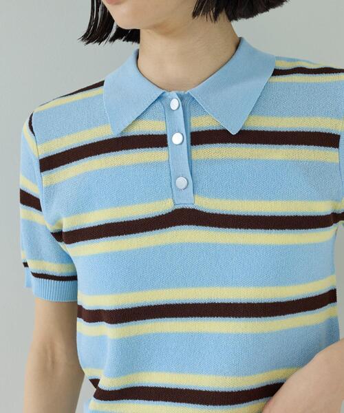 GALLEST（ギャレスト）の「ジャカードポロニット（ニット/セーター・レディース・サックスブルー系2/ホワイト系7/レッド系4/ブラック系4・38）」の6枚目の写真