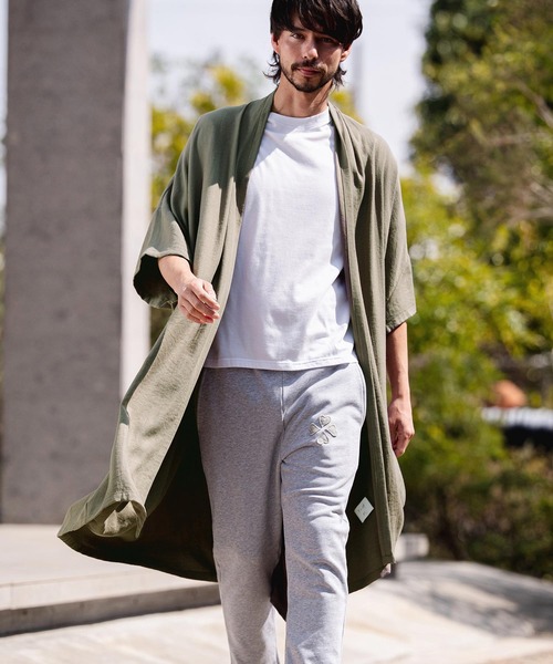 CAMBIO(カンビオ)の「mcg3807-Nylon Rayon Linen KIMONO Like Gown ガウン(S69626cmb)(カーディガン/ボレロ・メンズ・ベージュ/カーキブラウン/ブラック・S/M/L)」の4枚目の写真