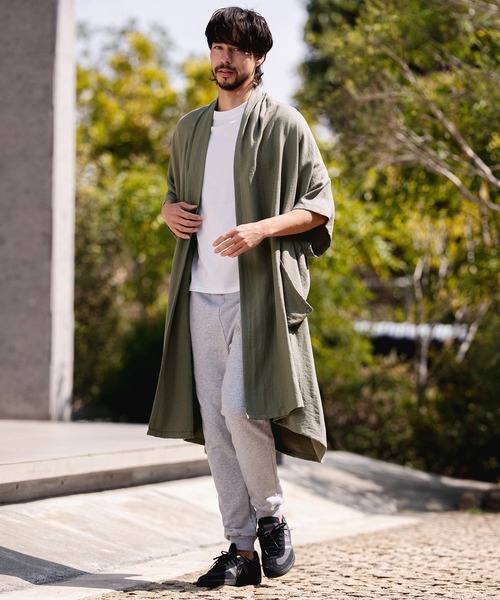 CAMBIO(カンビオ)の「mcg3807-Nylon Rayon Linen KIMONO Like Gown ガウン(S69626cmb)(カーディガン/ボレロ・メンズ・ベージュ/カーキブラウン/ブラック・S/M/L)」の9枚目の写真