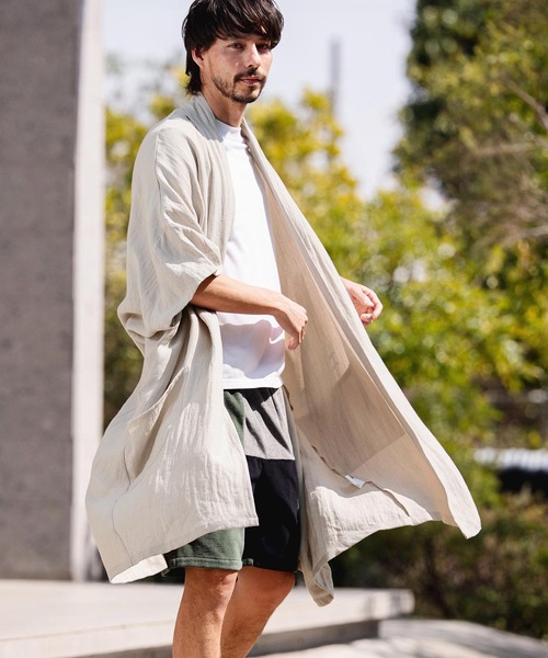 CAMBIO(カンビオ)の「mcg3807-Nylon Rayon Linen KIMONO Like Gown ガウン(S69626cmb)(カーディガン/ボレロ・メンズ・ベージュ/カーキブラウン/ブラック・S/M/L)」の11枚目の写真