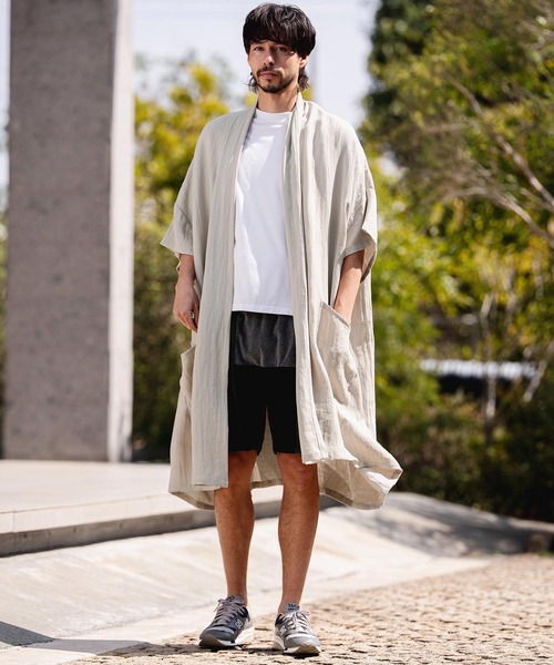 CAMBIO(カンビオ)の「mcg3807-Nylon Rayon Linen KIMONO Like Gown ガウン(S69626cmb)(カーディガン/ボレロ・メンズ・ベージュ/カーキブラウン/ブラック・S/M/L)」の14枚目の写真